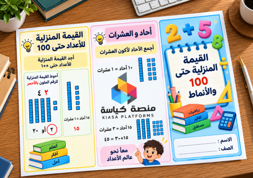 مطوية القيمة المنزلية حتى ١٠٠ والأنماط- رياضيات -ا...