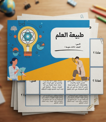 مطوية فصل طبيعة العلم -ثالث متوسط -الفصل1