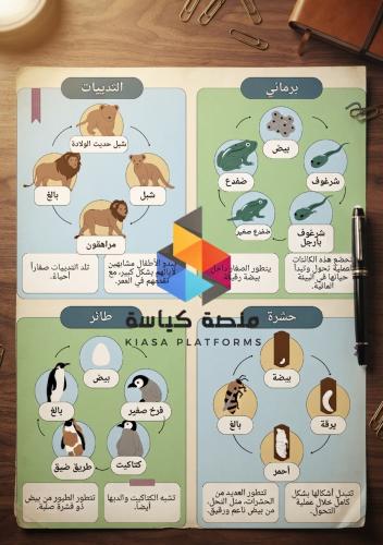 أمثلة على دورة حياة الحيوانات - ثاني ابتدائي -ف1