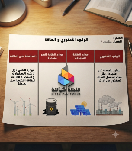 مطوية درس الوقود الأحفوري و الطاقة -خامس -الفصل 1