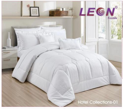 مفرش ليون فندقي نفرين 200*200 مقلم قطن 100%