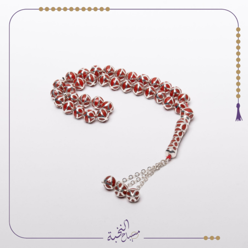 قفص فضة مطعم لون احمر شبيه المرجان