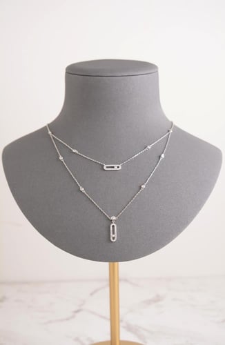 طقم مجوهرات فاخر من طبقتين مع لمعة الزركون السويسر...