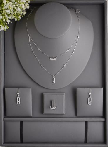 طقم مجوهرات فاخر من طبقتين مع لمعة الزركون السويسر...