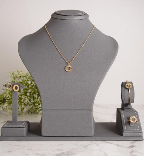 طقم أطفال ذهبي بتصميم دائرة ناعمة