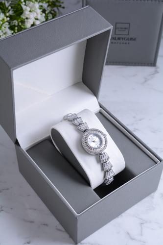 ساعة نسائية زركون فضي [346]