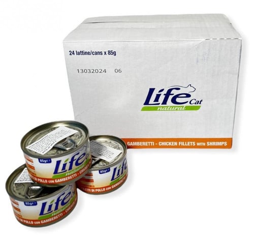 معلبات لايف كات الدجاج مع الجمبري85 جرام * 24 حبة