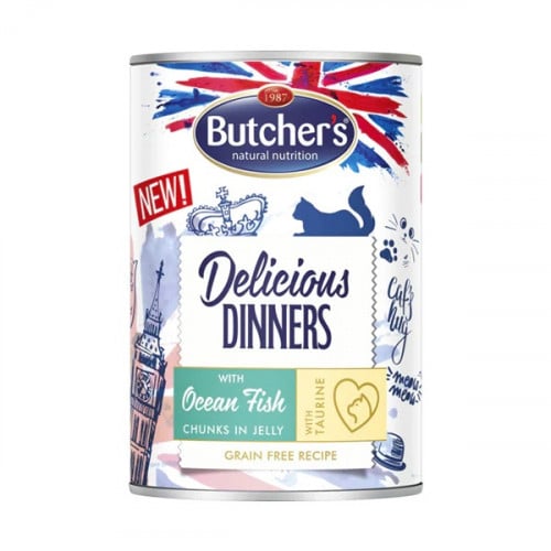 بوتشرز سمك المحيط في الجيلي للقطط 400غ ديليشوس دين...