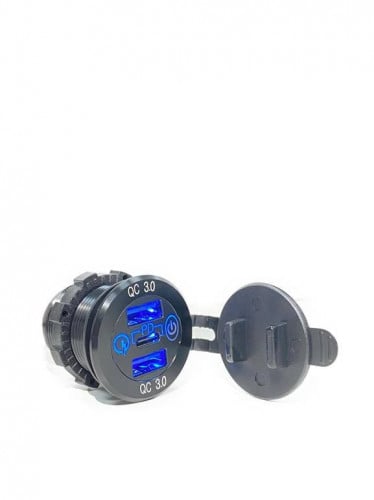 شاحن دائري 2 USB و منفذ تايب سي مع فاصل