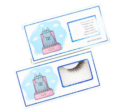 LNL15 رموش طبيعية طرف باند.شفاف مع ملقط بلاستيك لت...