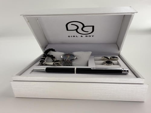 طقم ساعة دائريةفضي