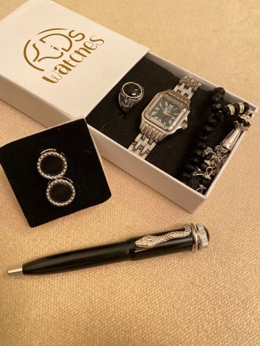 طقم ساعة مربع اسود