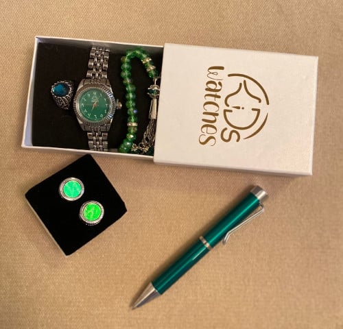 طقم ساعة الشيخ اخضر