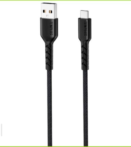 سلك شاحن قماش USB to Type-c 1m من tenplus+