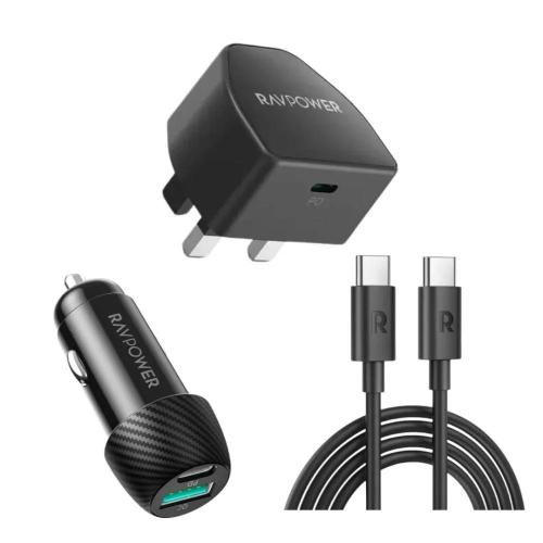 بكج عبارة عن شاحن سيارة وسلك شاحن Type-c وراس شاحن...