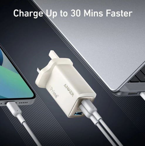 شاحن جداري انكر بتقنية جان برايم بقوة 65 واط و 3 م...