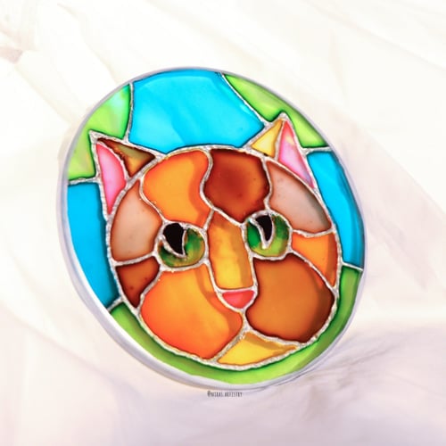 stained glass cat كوستر