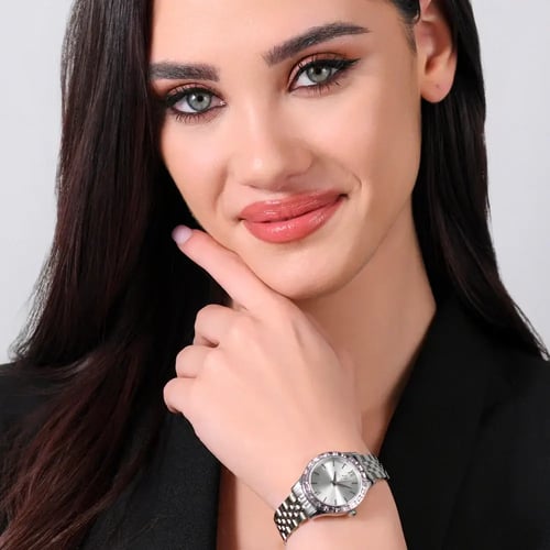 ساعة نسائية ماركة لوكا بارا بكرستالات وردية