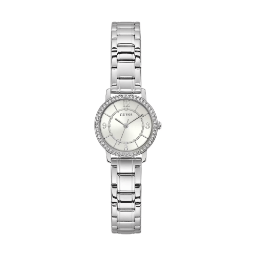 ساعه فضيه بالكرستال من براند Guess