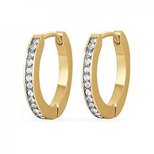 حلق ذهبي بالكرستالات من براند LUCA BARRA