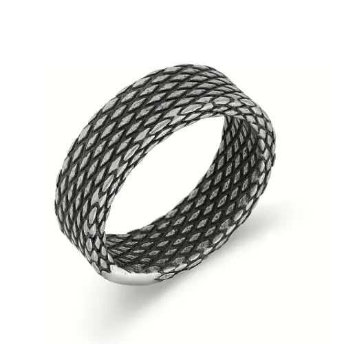 GioiaPura Authentic Men's Black Textured Steel Ring