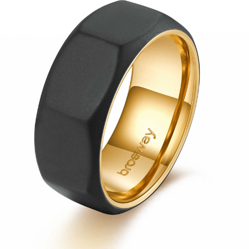 خاتم رجالي أسود مع ذهبي من براند Brosway