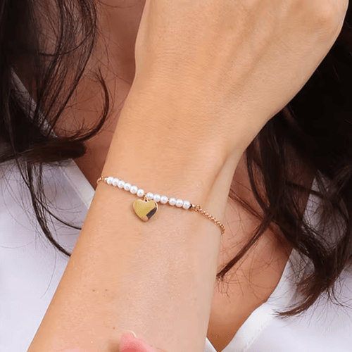 اسواره ذهبيه بالقلب و اللولو من براند LUCA BARRA