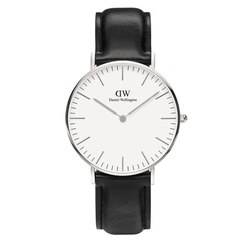ساعة جلد أسود ماركة Daniel Wellington