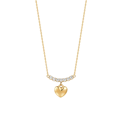 سلسال قلب ذهبي بزركون