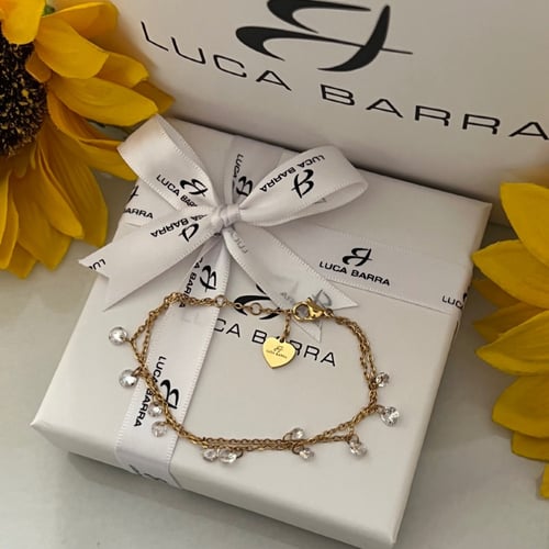 اسواره ذهبيه بالكرستالات البيضاء من براند LUCA BAR...