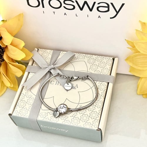 اسواره فضيه بالحجر الأبيض من براند Brosway