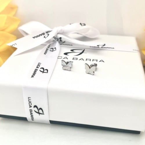 حلق الفراشه الفضيه من براند LUCA BARRA