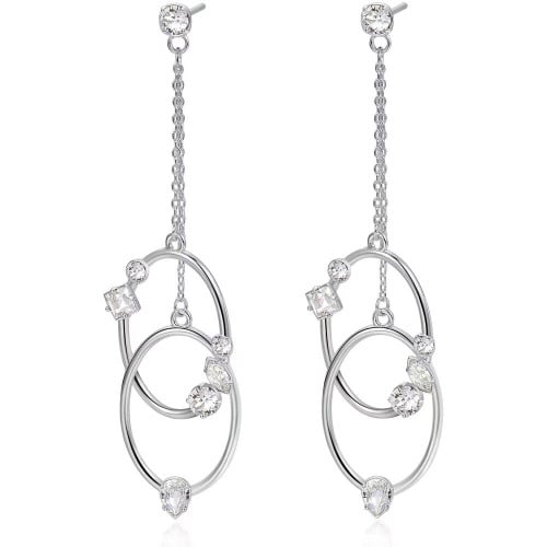 حلق فضي بكرستالات سوارفسكي من براند Brosway