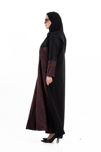 عباية رهف عنابي مع اسود