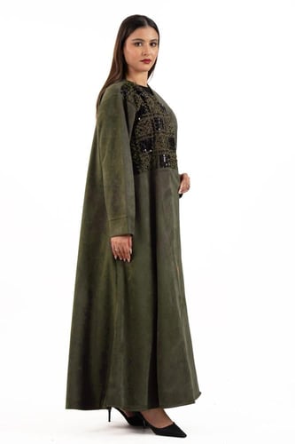 عباية عبير شامواة باللون الزيتي