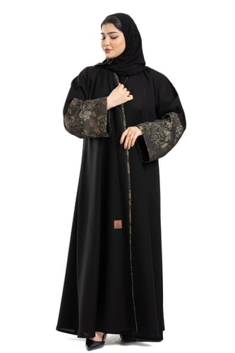 عباية أنود بأكمام جاكار ذهبي وتحديد قيطان