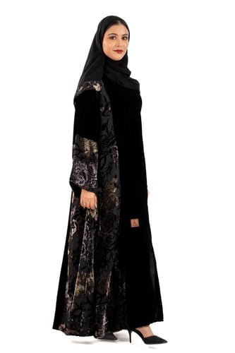 عباية غلا مخمل اسود مع شيفون مخمل