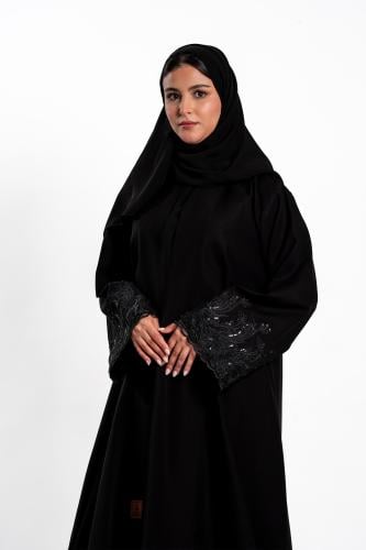 عباية ريوف اسود شك كرستال