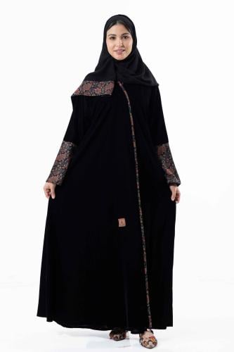 عباية شتوية بتدخيلات قماش الكشميري على اليدين والأ...