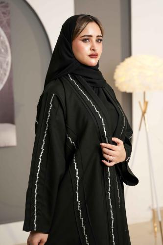عباية كلوش بتصميم مميز مع تدخيلات تطريز فضي