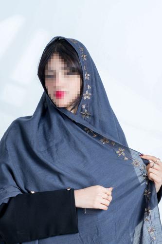 طرحة Z140 لون رصاصي غامق بتطريز نحاسي