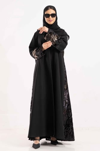 عباية وجد مخمل مع شيفون يورد مخمل موف داكن