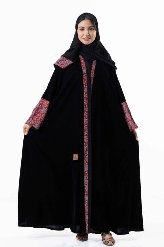 عباية شتوية بتدخيلات قماش الكشميري على اليدين والأ...