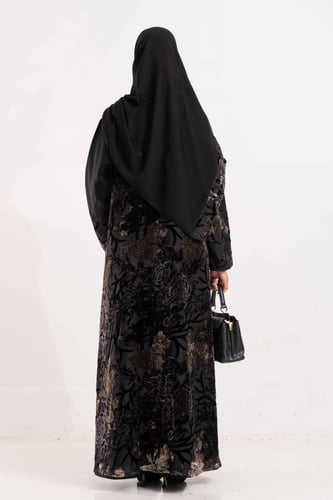 عباية وجد مخمل مع شيفون يورد مخمل موف داكن