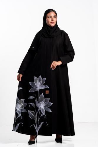 عباية اشواق بتطريز ابيض