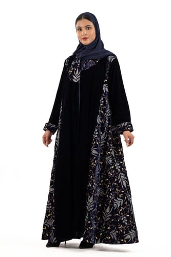 عباية رسيل مخمل كحلي مطرز