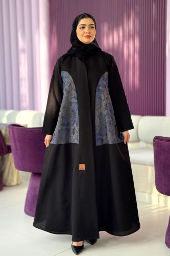 عباية كلوش بتدخيلة جاكار كحلي