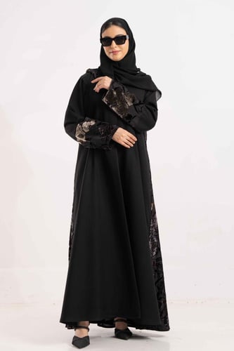 عباية وجد مخمل مع شيفون يورد مخمل موف داكن