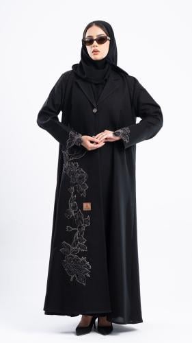 عباية ياسمين بتطريز ورود مع خرز