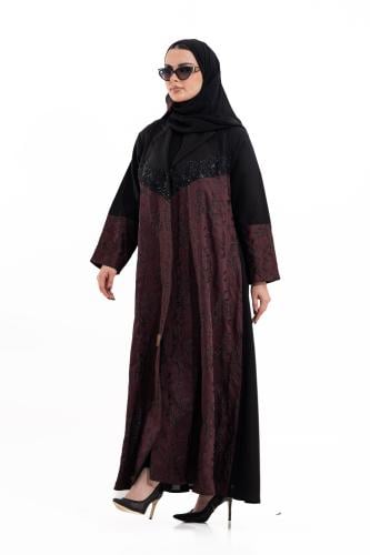 عباية رهف عنابي مع اسود